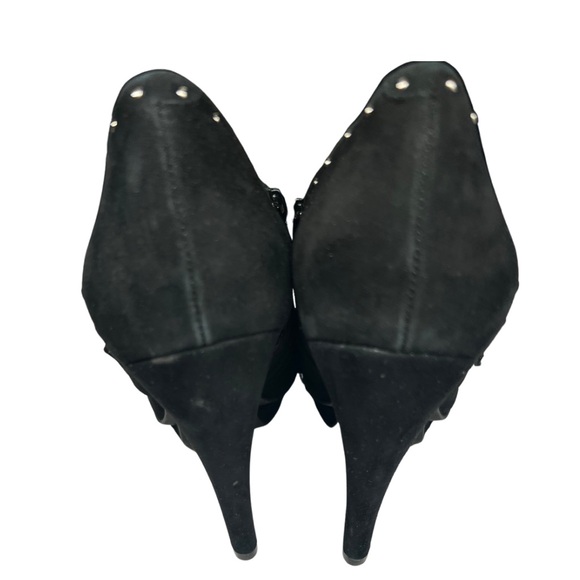 BCBGeneration black suede leather studded stiletto booties black party going out - Picture 7 of 13